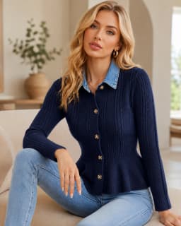 Classic navy cardigan thumbnail 1