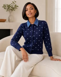 Dotted navy cardigan thumbnail 2