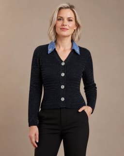 Textured black cardigan thumbnail 1