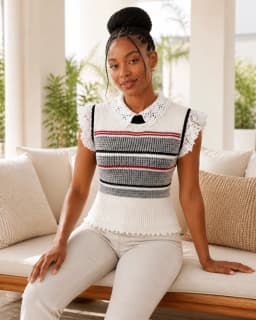 Striped polo knit vest thumbnail 2