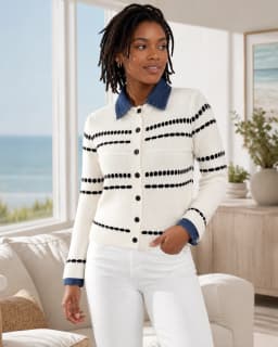 Monochrome striped cardigan thumbnail 1